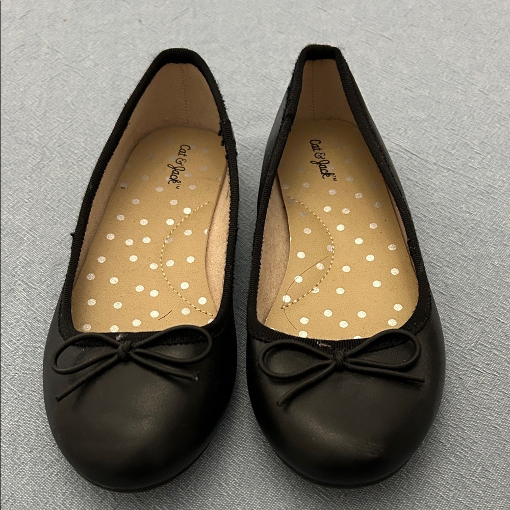 Cat & Jack Black Bow Toddler Ballet Flats new